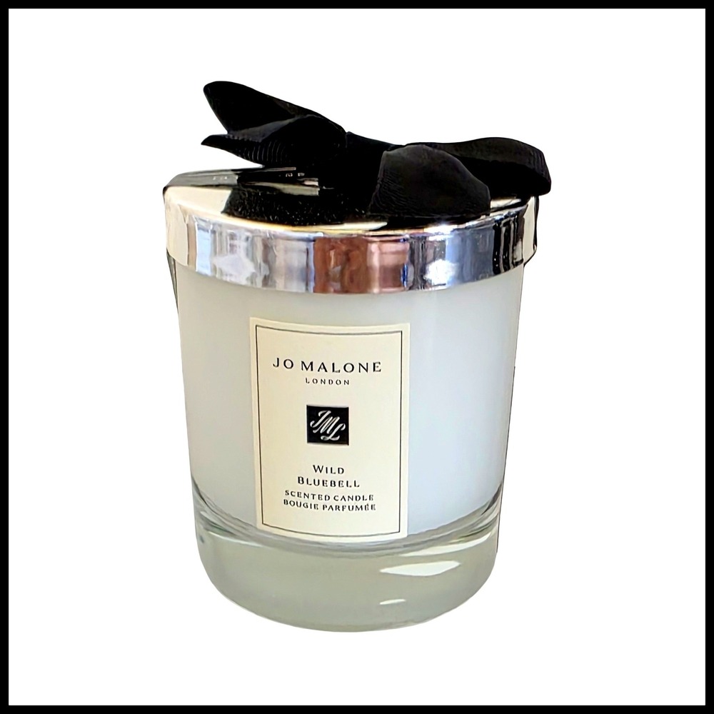 Jo Malone‎ London Wild Bluebell Scented Candle 200g 7oz Silver Lid Black Bow NEW